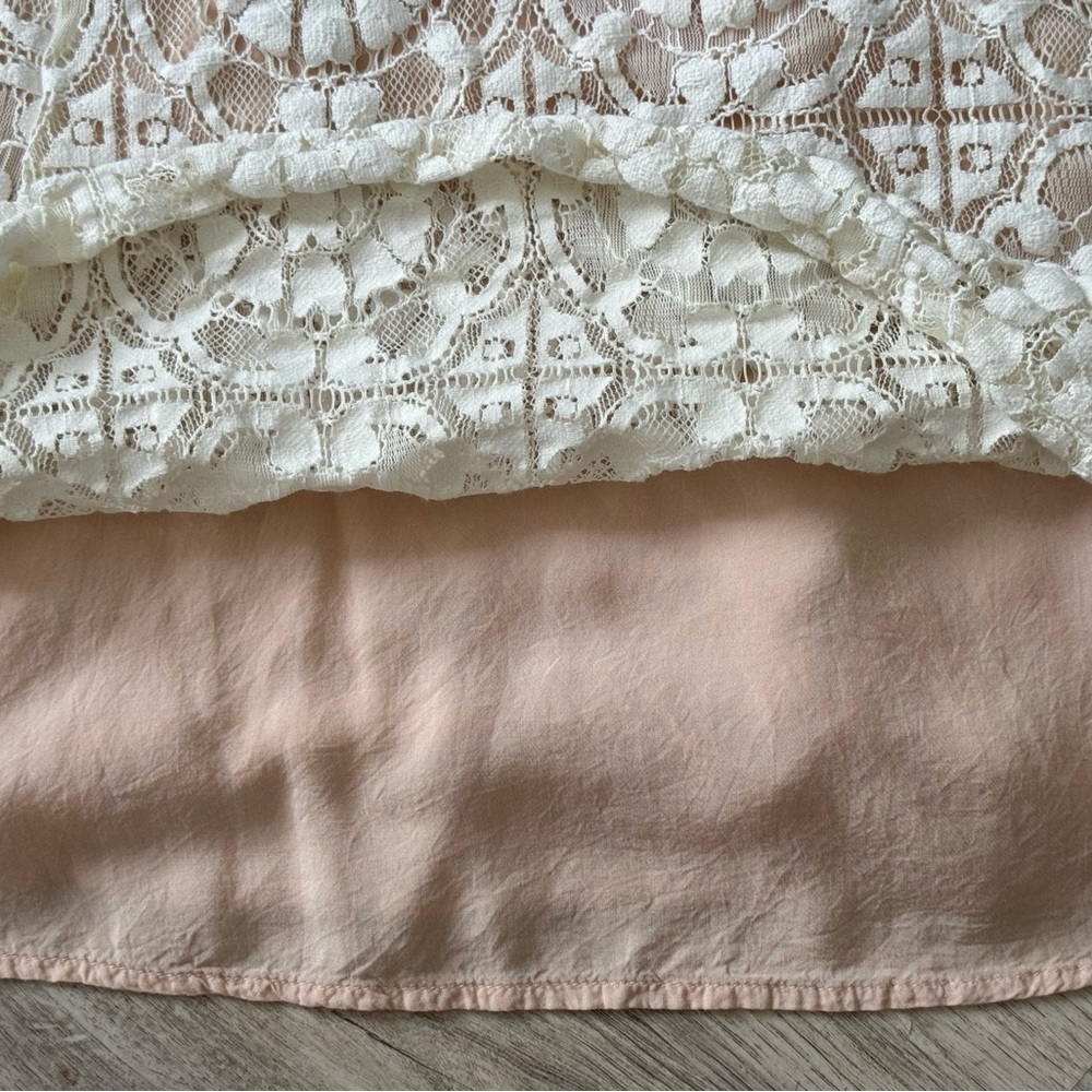 Free People Women's Cream Crochet Overlay Mini Summer Dress - Size Small. EUC - Picture 9 of 14